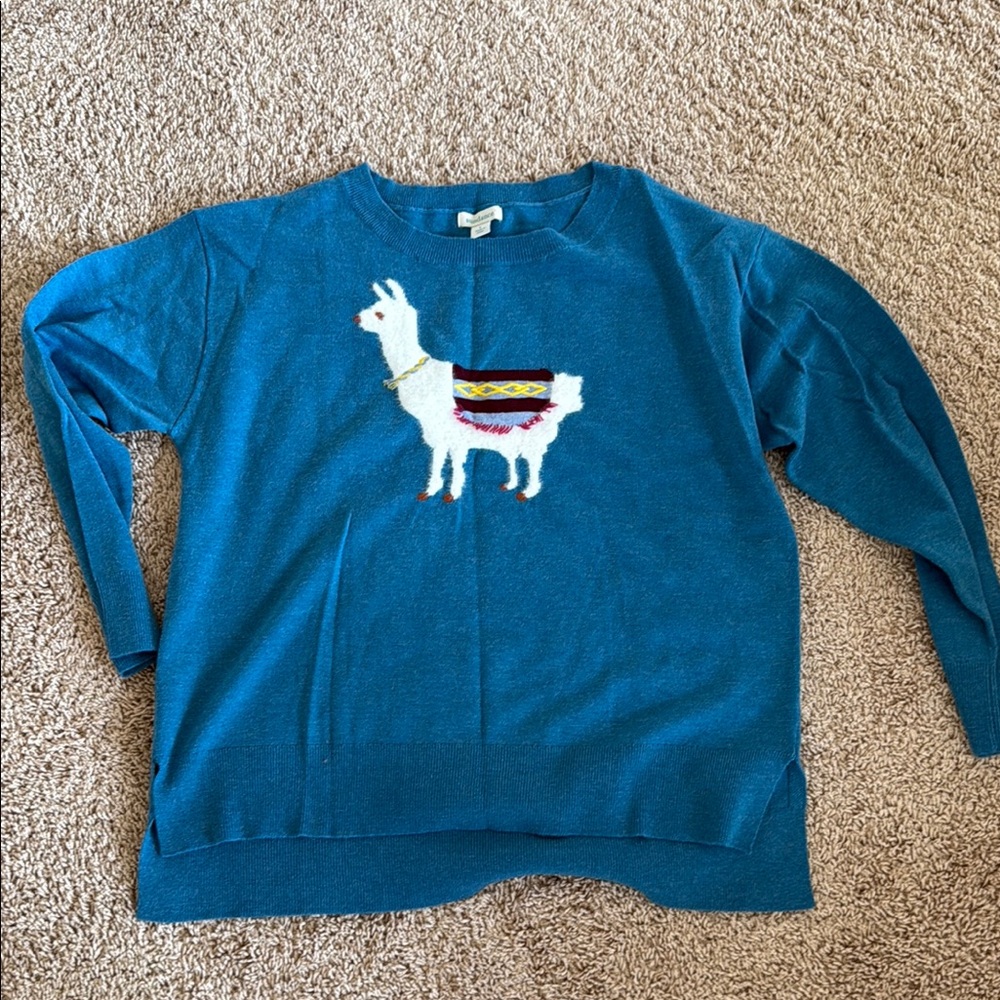 Blue Llama Sweater Sundance Catalog
